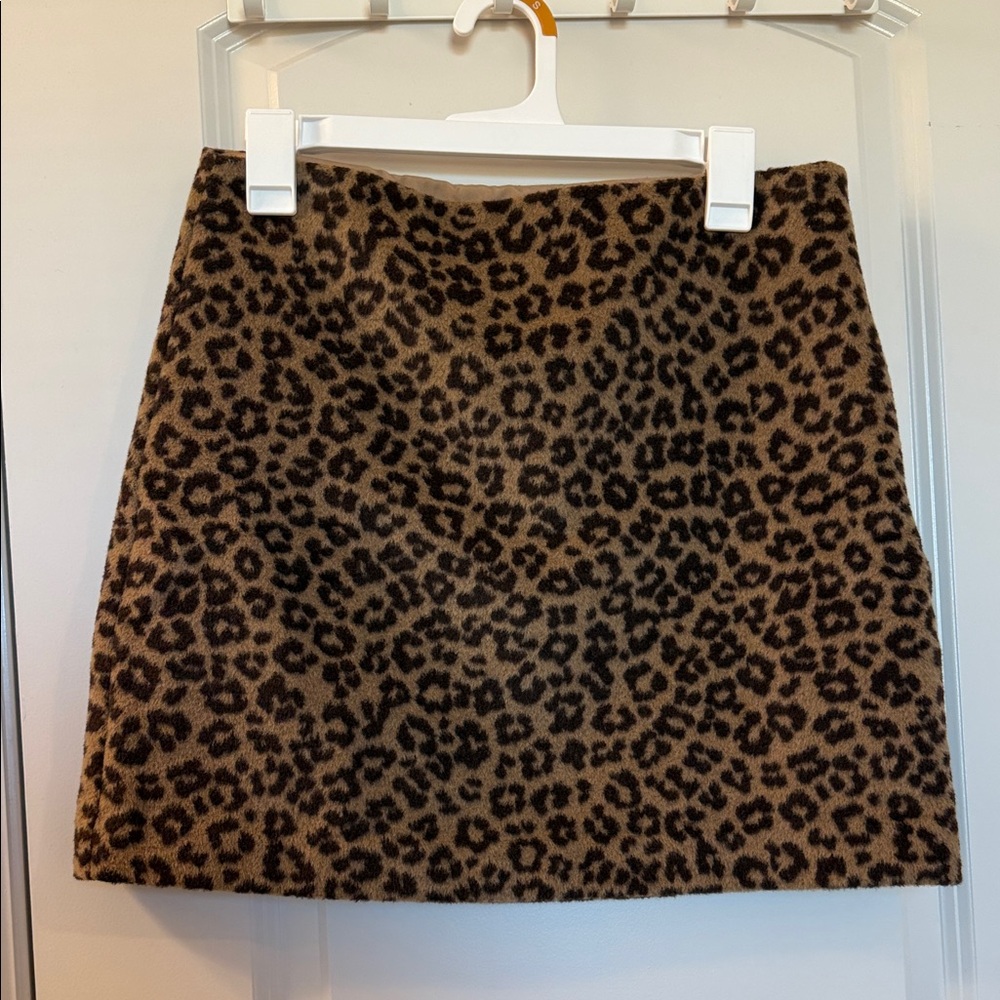 LOFT Brown Leopard Print Faux Fur Mini Skirt - FINAL PRICE